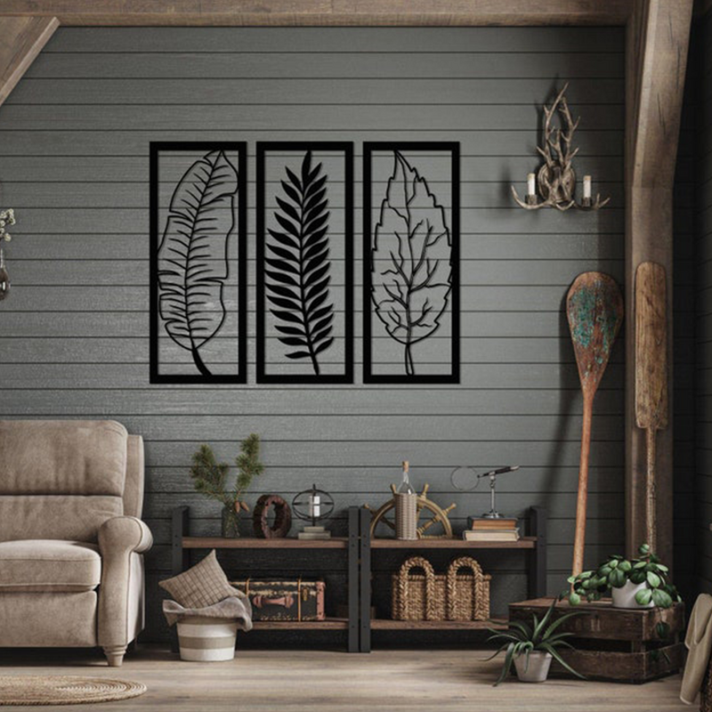 Tropical Foliage Trio Leafs Wall Metal Art Decor