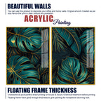 Tropical Monstera Leaves Acrylic Floating Wall Painting Set of 2