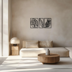 Tropical Palm Leaf Three Frames Metal Art Wall Decor