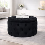 tufted-black-color-rounded-storage-ottoman