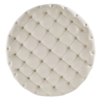 Tufted White Round Shape Velvet Ottoman