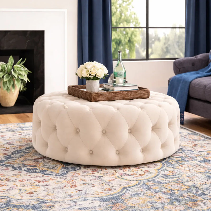 tufted-white-round-shape-velvet-ottoman