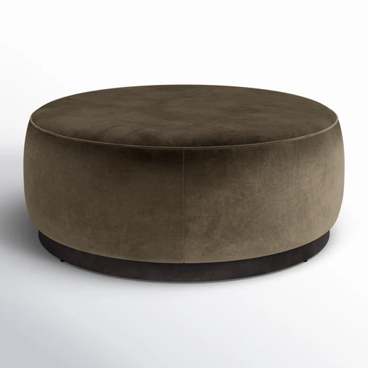 Tufted Wide Round Standard Velvet Ottoman