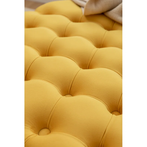 Tufted Yellow Round Shape Velvet Ottoman