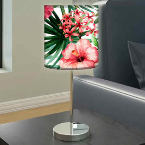 Tulip Flower Leaf Printed Modern Stainless Steel Metal Finish Table Lamp