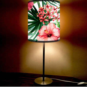 Tulip Flower Leaf Printed Modern Stainless Steel Metal Finish Table Lamp