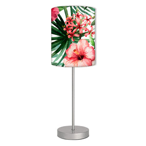 Tulip Flower Leaf Printed Modern Stainless Steel Metal Finish Table Lamp