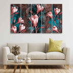 Tulips Flower Canvas Wall Hanging of Five Pieces