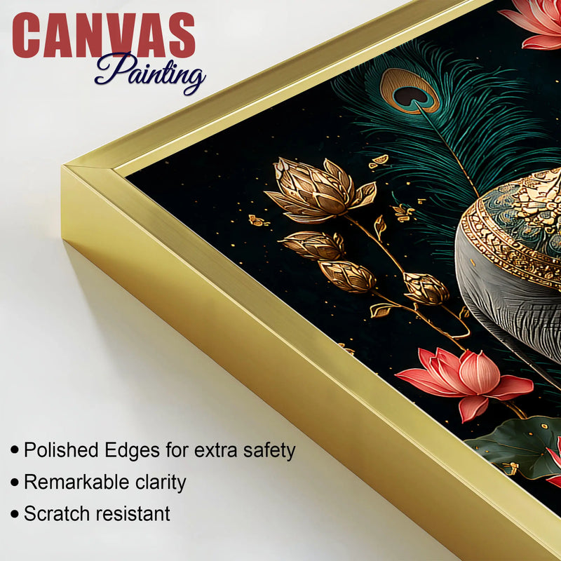 Twin Royal Elephants with Blooming Lotus 3D Canvas Wall Painting