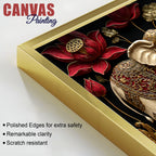 Twin Royal Elephants with Red Lotus 3D Canvas Wall Painting