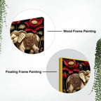 Twin Royal Elephants with Red Lotus 3D Canvas Wall Painting