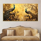 two-classical-peacocks-in-a-vintage-forest-canvas-wall-painting