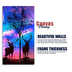 Two Deer in Forest at Night Premium Canvas Wall Painting