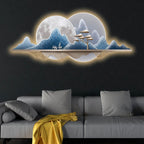 Two Deer Under the Eternal Moon Crystal Glass Backlit LED Wall Art