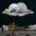 Two Deer Under the Eternal Moon Crystal Glass Backlit LED Wall Art