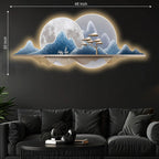 Two Deer Under the Eternal Moon Crystal Glass Backlit LED Wall Art