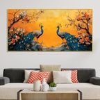 two-marvellous-peacock-under-a-golden-sky-canvas-wall-painting