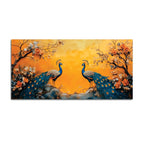 Two Marvellous Peacock Under a Golden Sky Canvas Wall Painting
