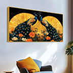 Two Sophisticated Peacocks in Bloom Canvas Wall Painting