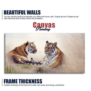 Two Tigers in Forest Premium Canvas Wall Hanging