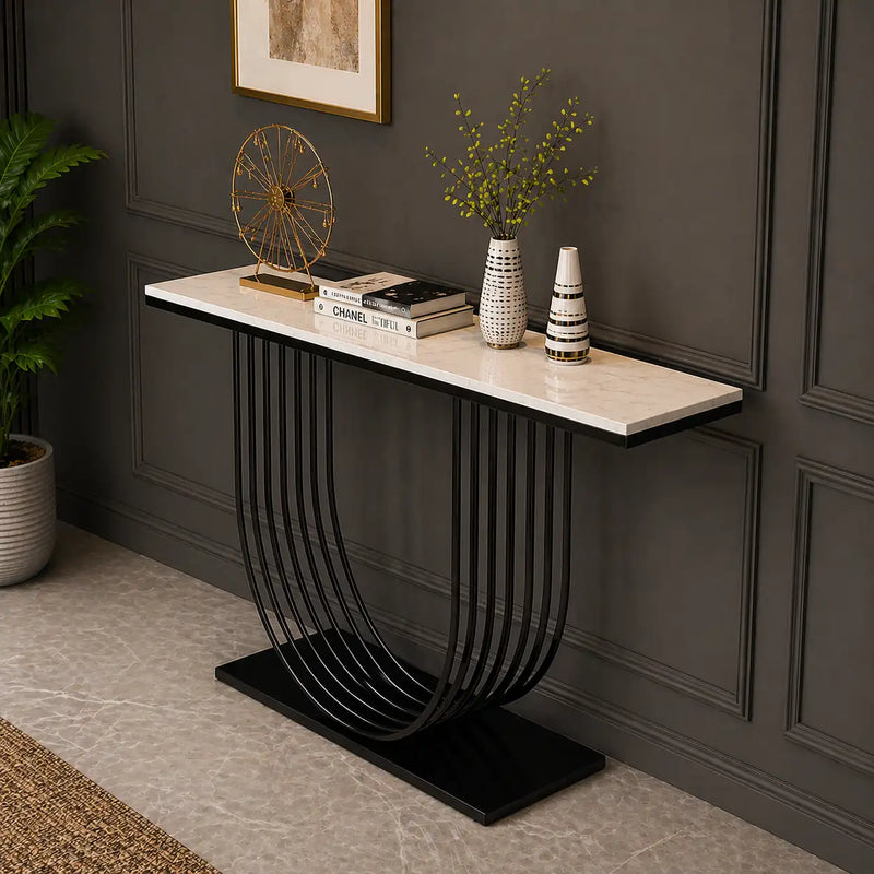 u-shape-white-marble-black-console-table