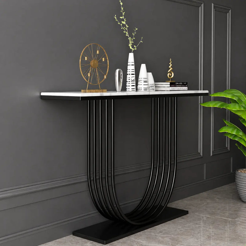 u-shape-white-marble-black-console-table