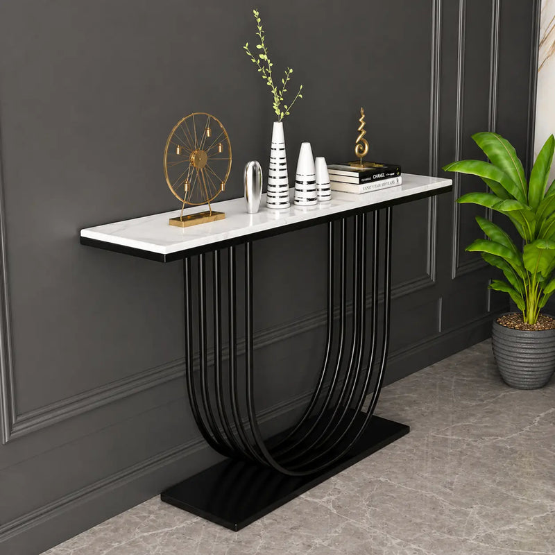 u-shape-white-marble-black-console-table