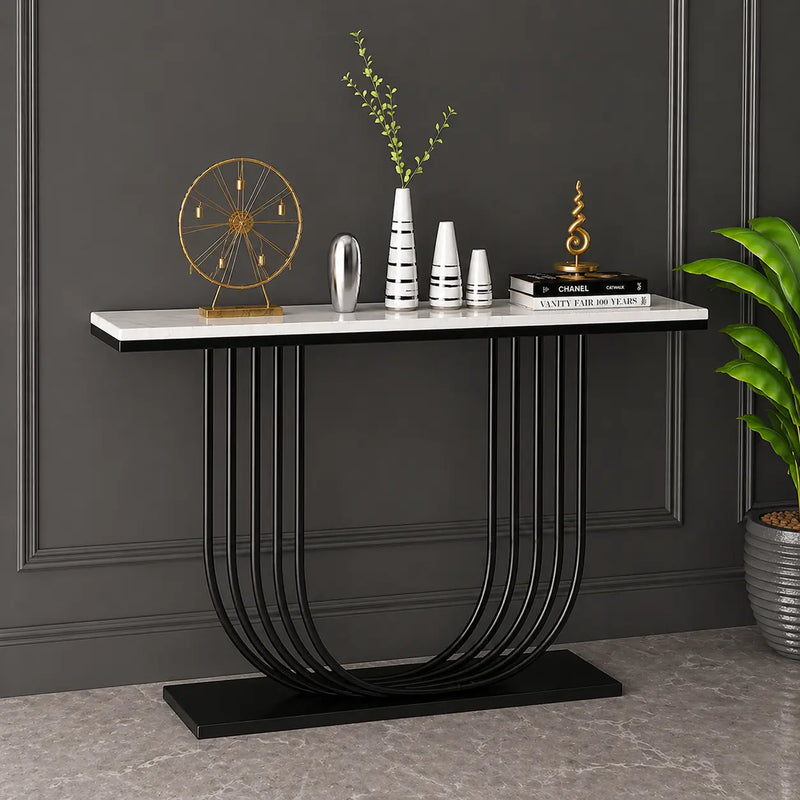 u-shape-white-marble-black-console-table