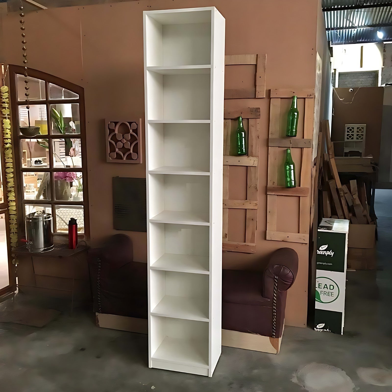 Tall Narrow Book Rack | Modern Wooden Bookshelf for Home