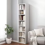 Tall Narrow Book Rack | Modern Wooden Bookshelf for Home