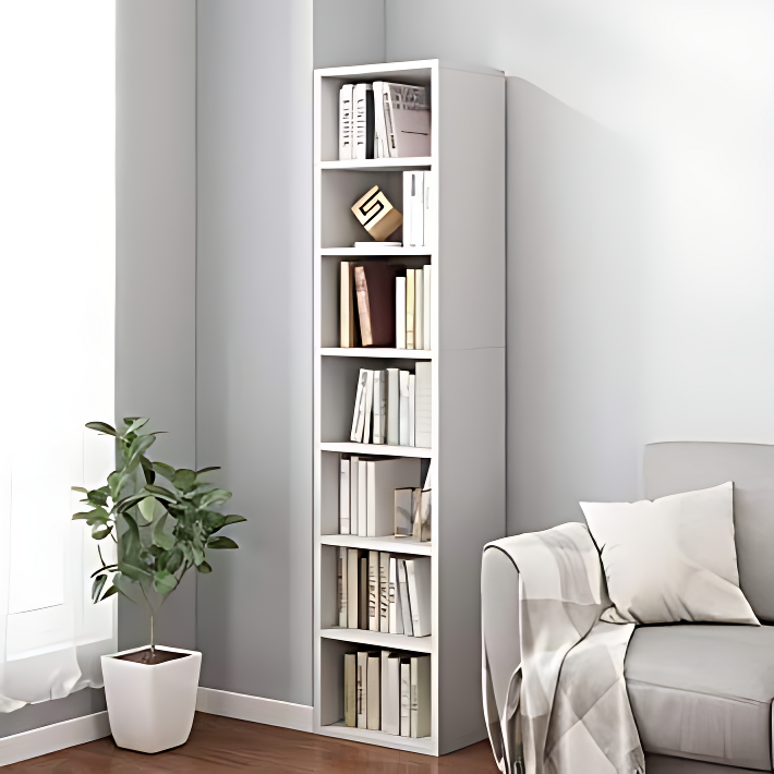 Tall Narrow Book Rack | Modern Wooden Bookshelf for Home