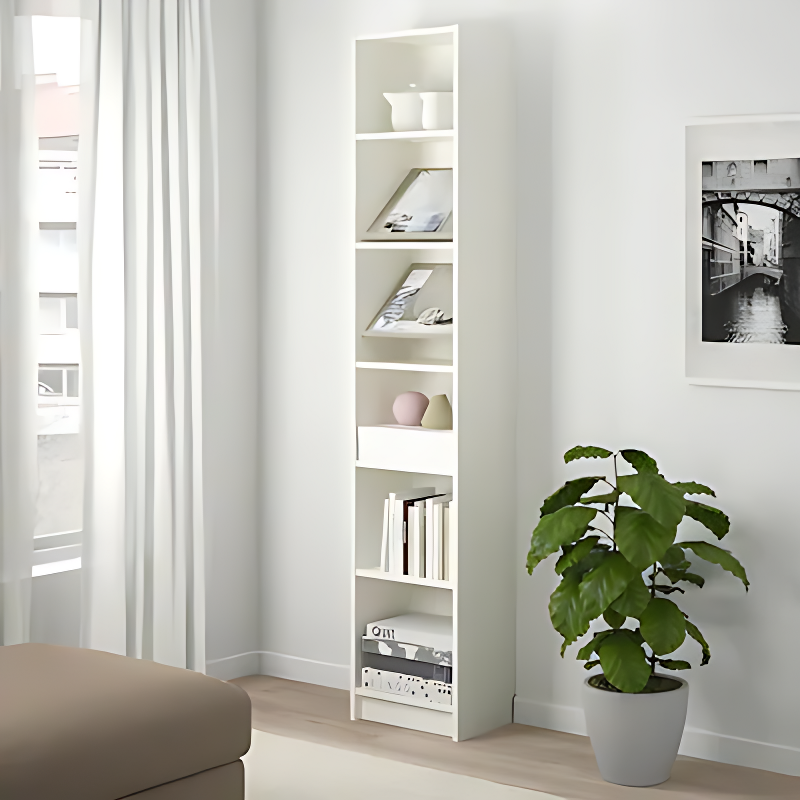 Tall Narrow Book Rack | Modern Wooden Bookshelf for Home