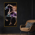 Unicorn with His Fire Horse Framed Crystal Glass Painting