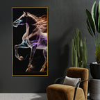 Unicorn with His Fire Horse Framed Crystal Glass Painting