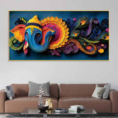 unique-abstract-quilling-art-styled-lord-ganesha-canvas-wall-painting