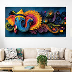 Unique Abstract Quilling Art Styled Lord Ganesha Canvas Wall Painting for Home & Office Decoration – Modern Spiritual Wall Decor