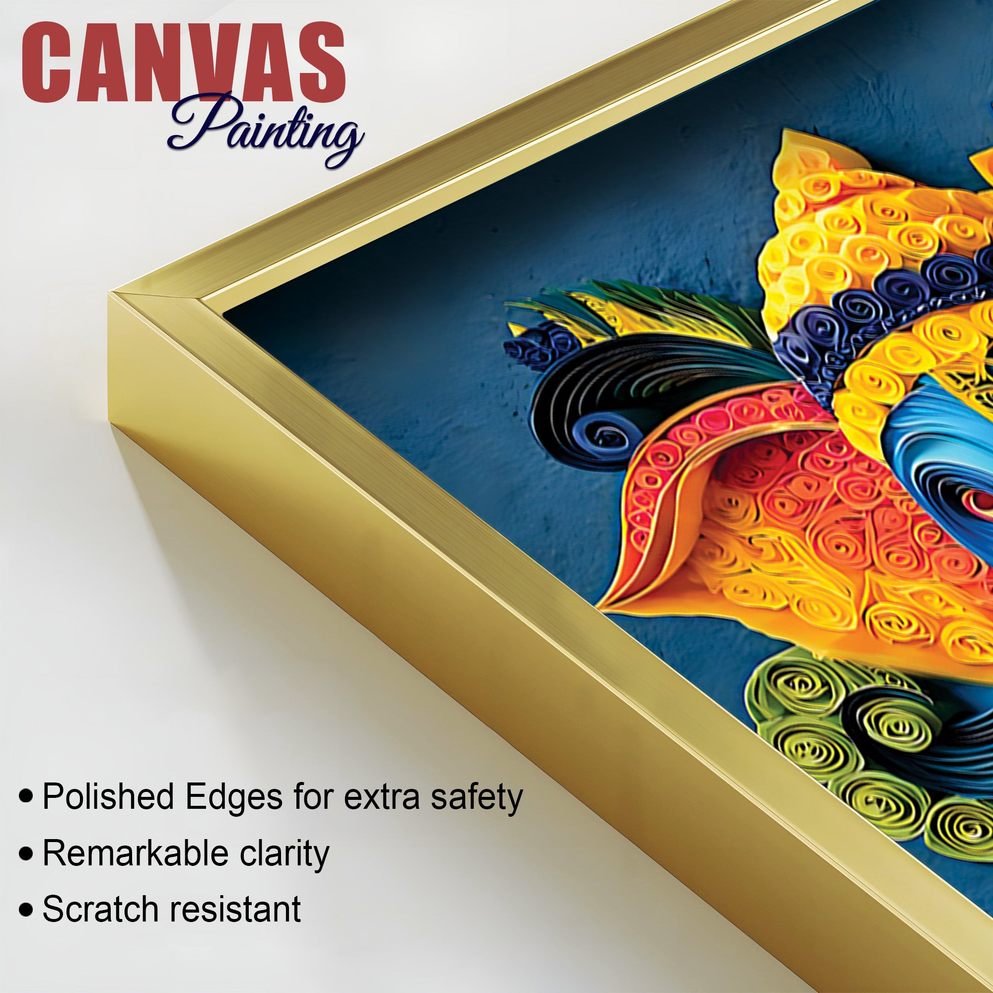 Unique Abstract Quilling Art Styled Lord Ganesha Canvas Wall Painting for Home & Office Decoration – Modern Spiritual Wall Decor