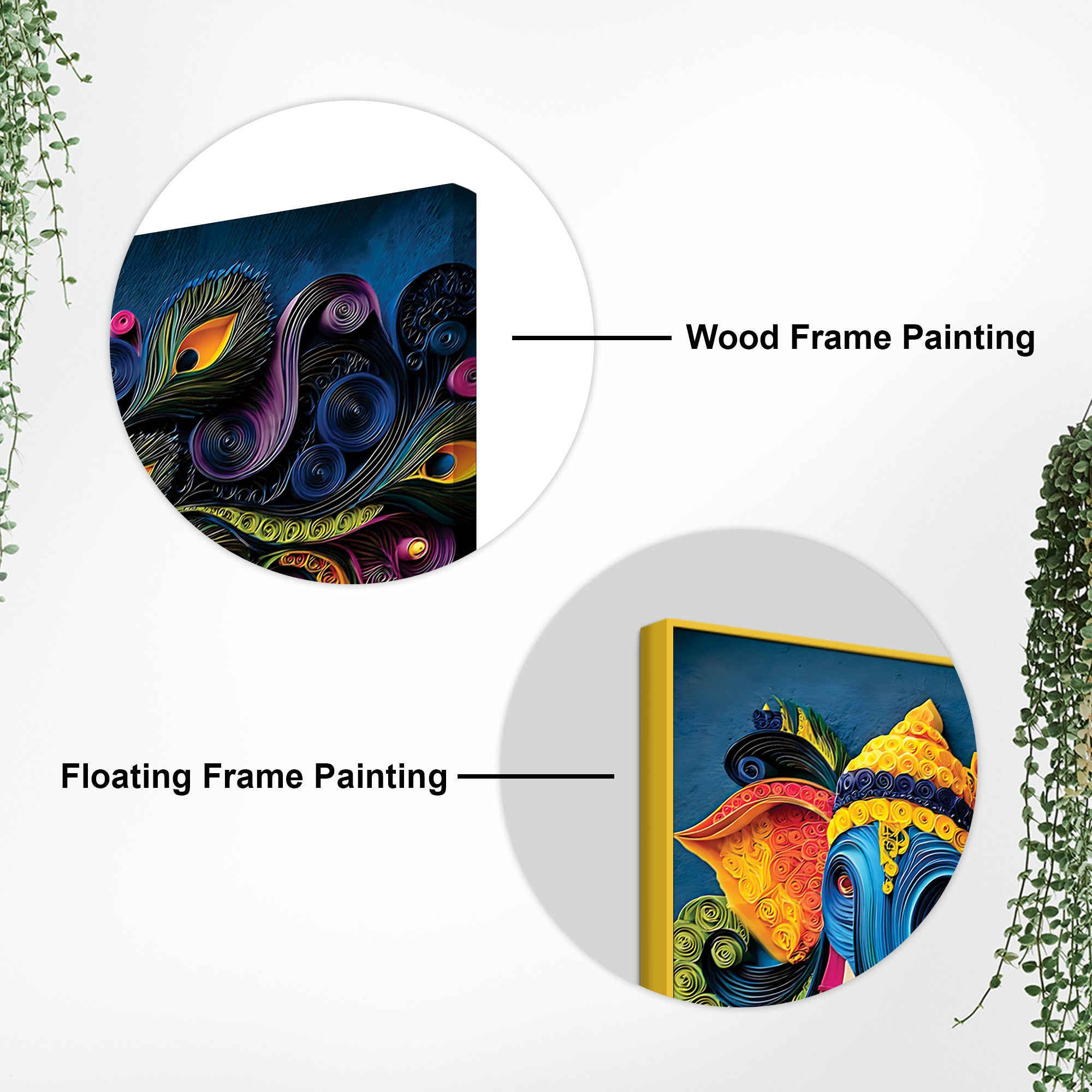 Unique Abstract Quilling Art Styled Lord Ganesha Canvas Wall Painting for Home & Office Decoration – Modern Spiritual Wall Decor