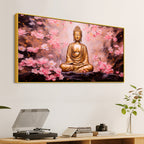 Unique Buddha Wall Painting with Cherry Blossom Theme