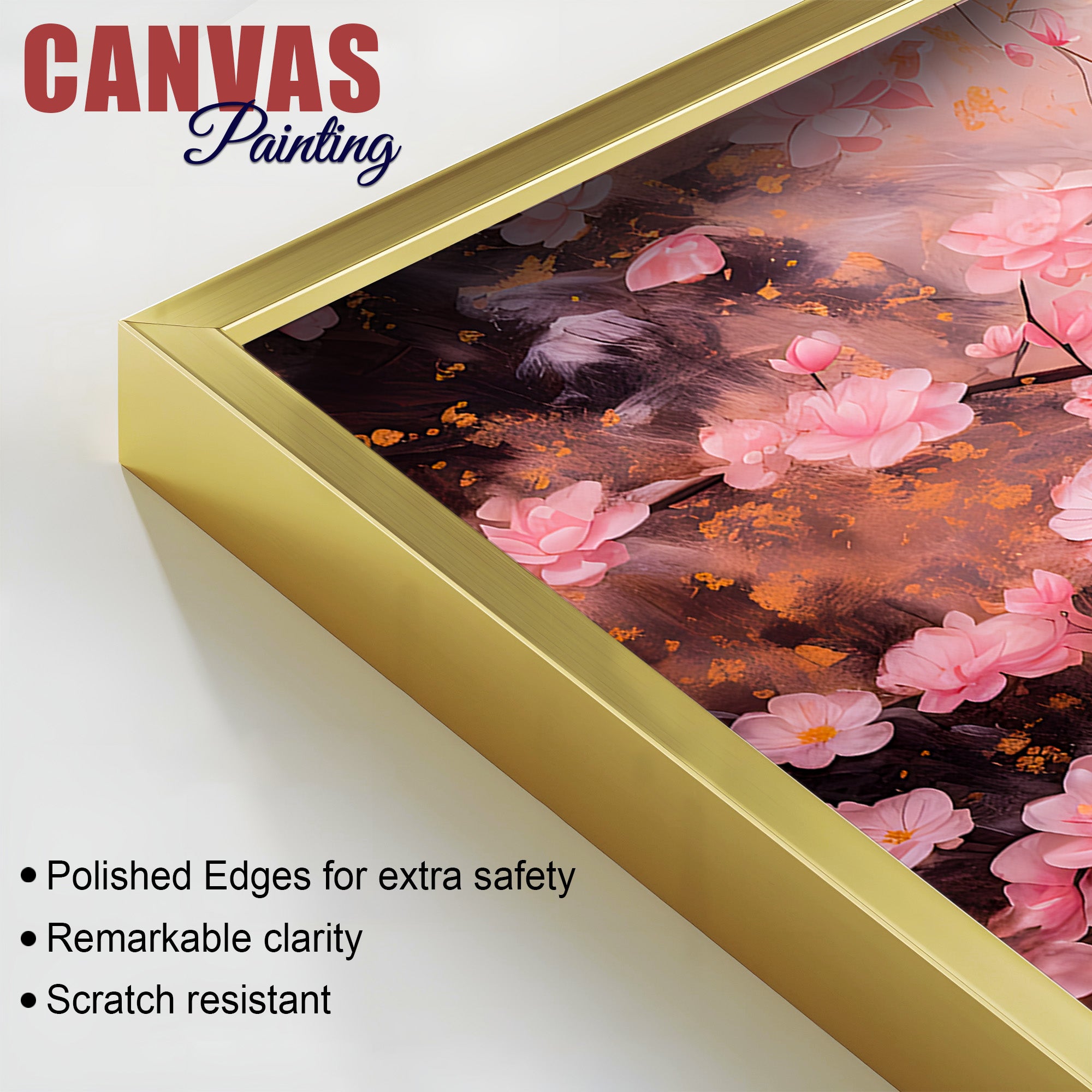 Unique Buddha Wall Painting with Cherry Blossom Theme