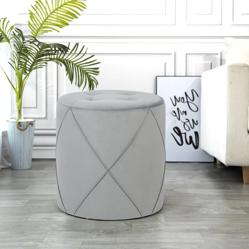 Unique Designer Grey Color Round Storage Ottoman