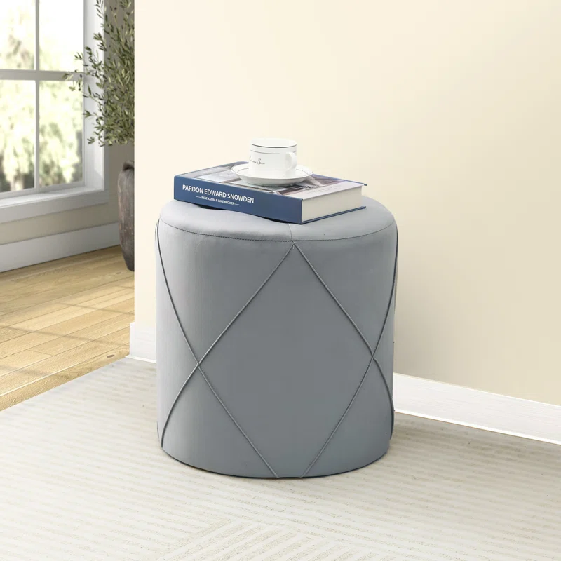 Unique Designer Grey Color Round Storage Ottoman