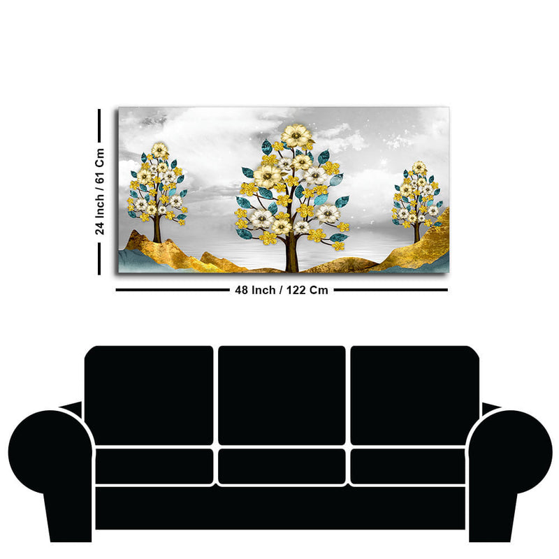 Unique Golden Trees Canvas Wall Painting