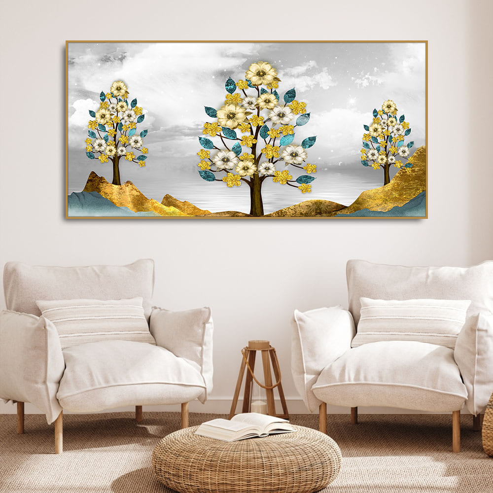 Unique Golden Trees Canvas Wall Painting