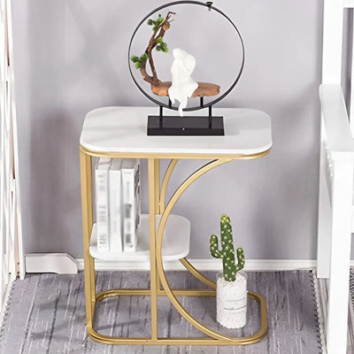 Unique Pattern Designer Side Table with Golden Finish