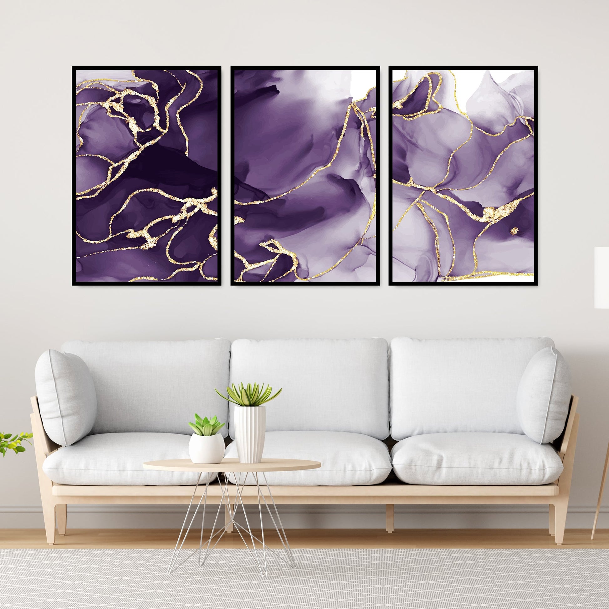 Unique Pattern Floating Canvas Wall Painting Set of Three