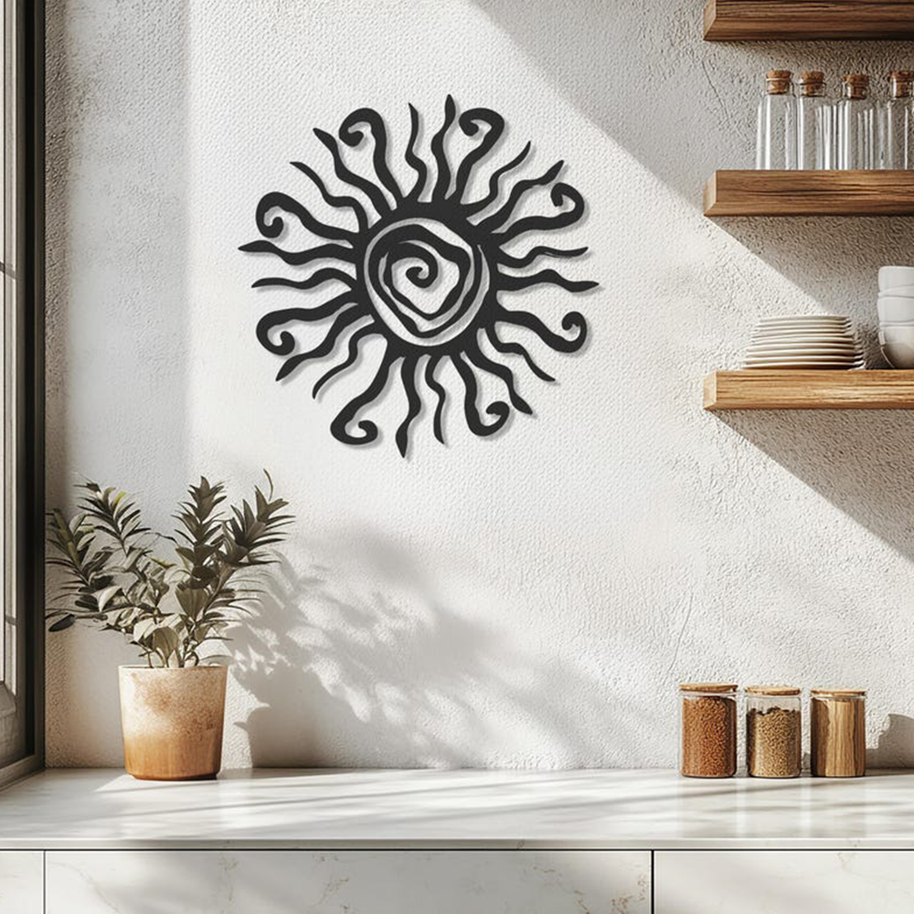 Unique Wacky Sun Design Wall Metal Art Decor
