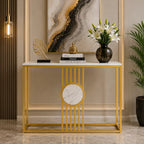 Urban Loft Rectangular White Marble Console Table