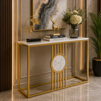 Urban Loft Rectangular White Marble Console Table