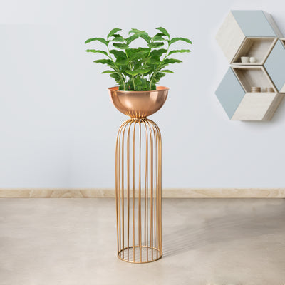 Urban Zen Gold Stand & Ross Gold Pot - Medium Size Planter